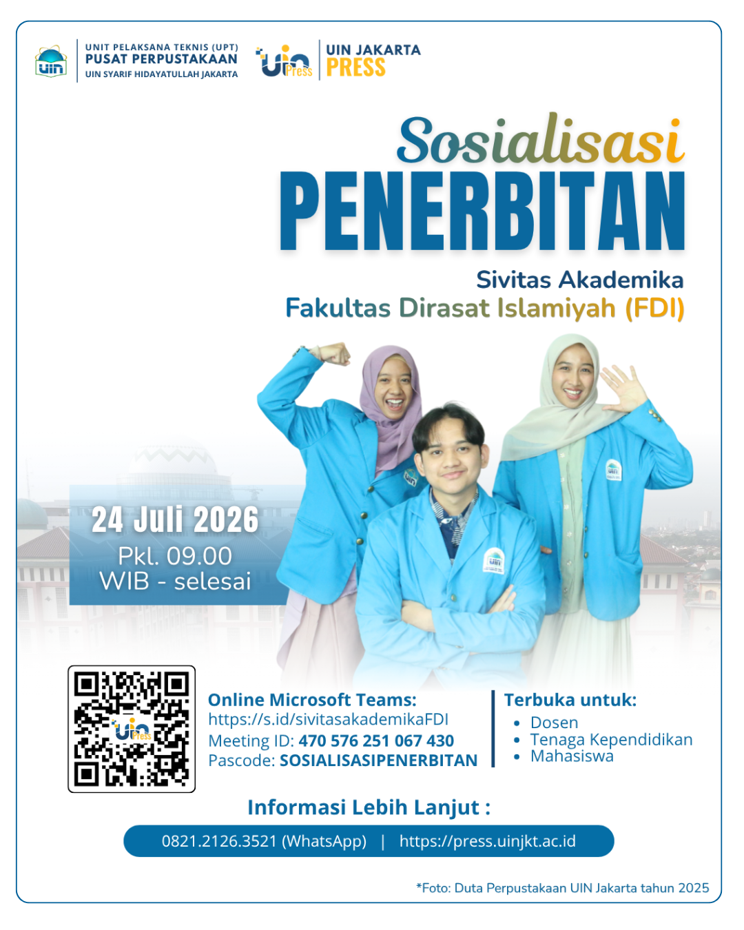 Isian Agenda 24 Juli 2026 - Sosialiasasi Penerbitan UIN Jakarta Press - FDI