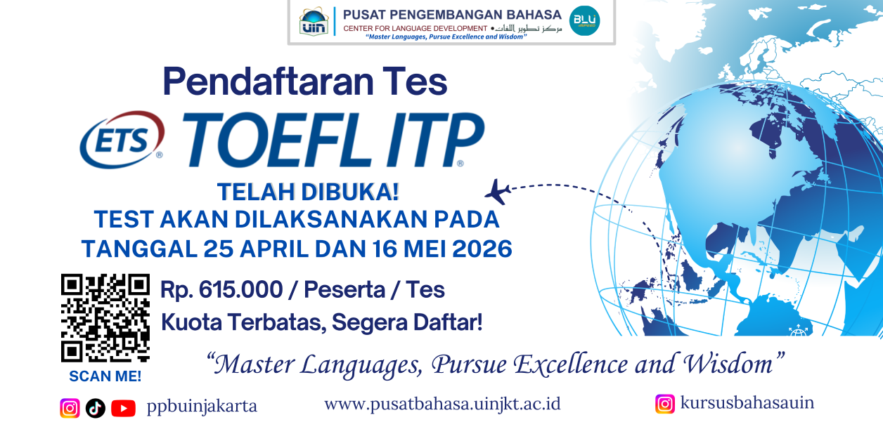PPB Buka Pendaftaran TOEFL ITP untuk Civitas UIN Jakarta dan Masyarakat Umum