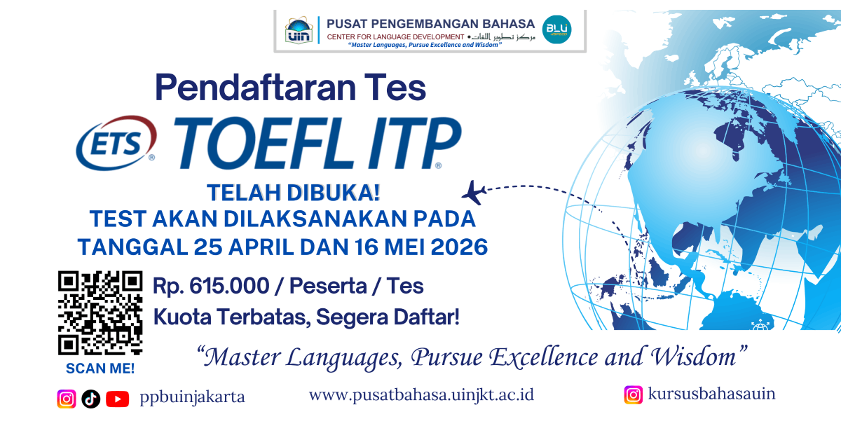 PPB Buka Pendaftaran TOEFL ITP untuk Civitas UIN Jakarta dan Masyarakat Umum