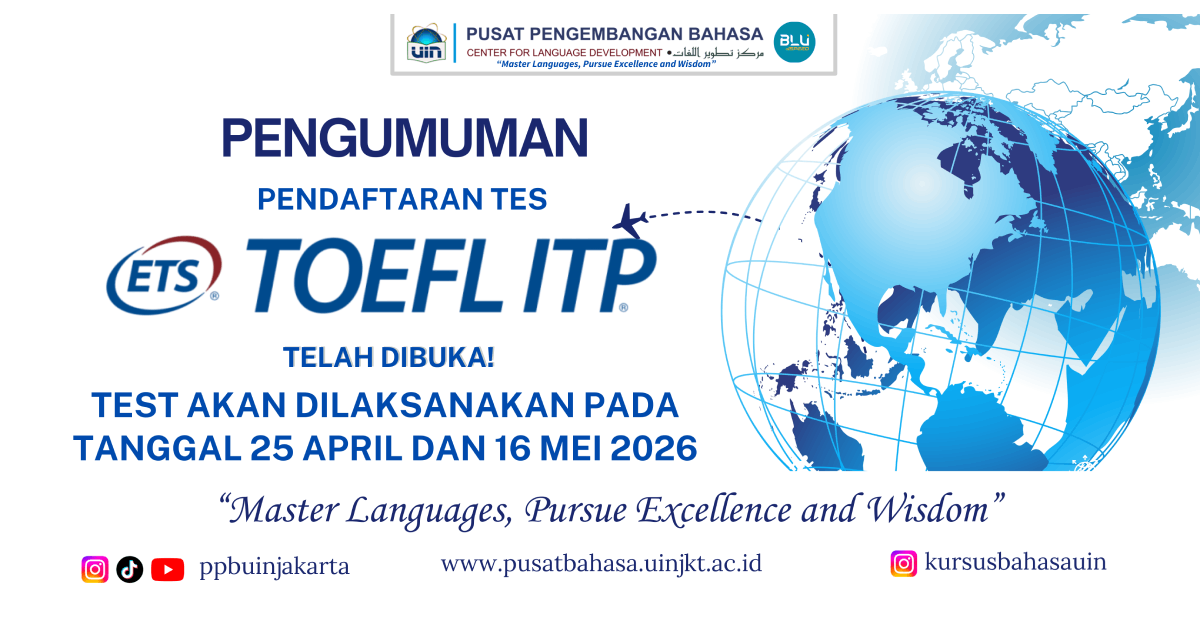 PPB Buka Pendaftaran TOEFL ITP untuk Civitas UIN Jakarta dan Masyarakat Umum