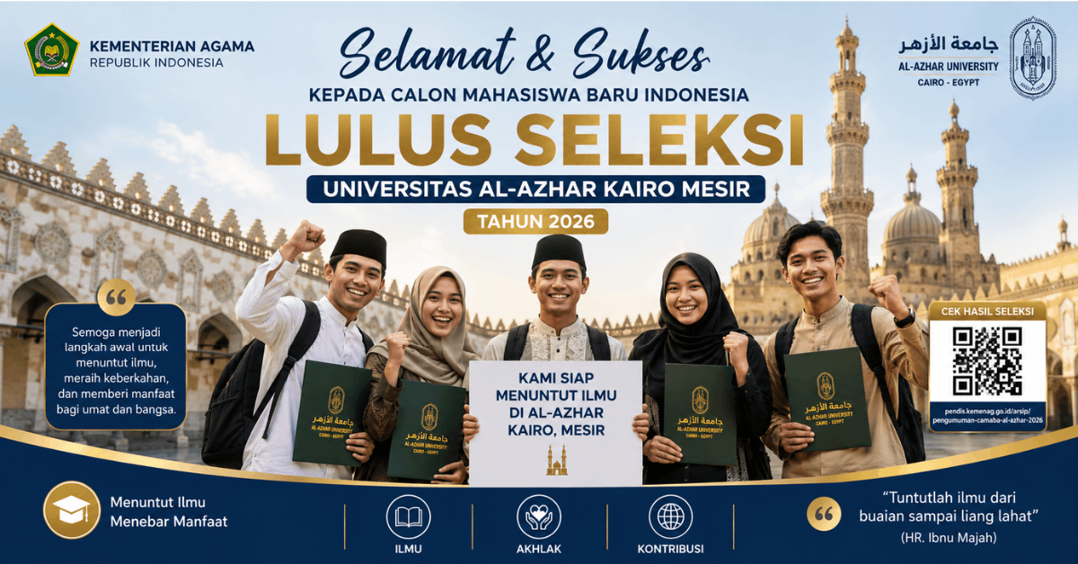 Selamat! Kementerian Agama RI Umumkan Hasil Seleksi Calon Mahasiswa Universitas Al-Azhar Mesir 2026