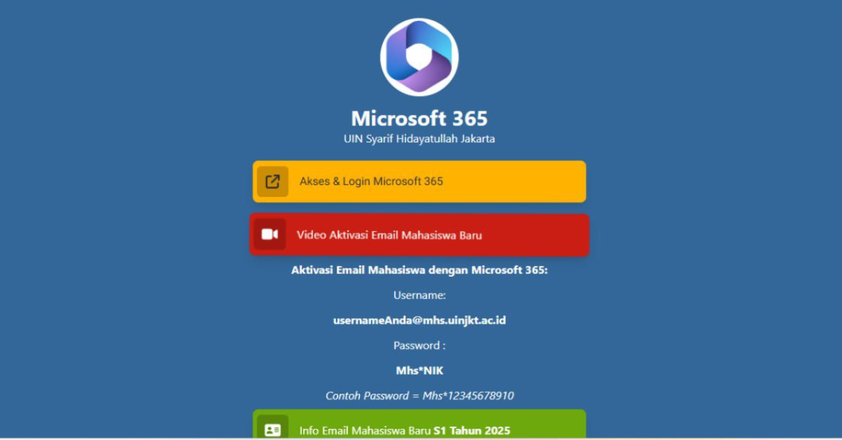 Panduan Aktivasi E-mail Mahasiswa Baru Melalui Microsoft 365