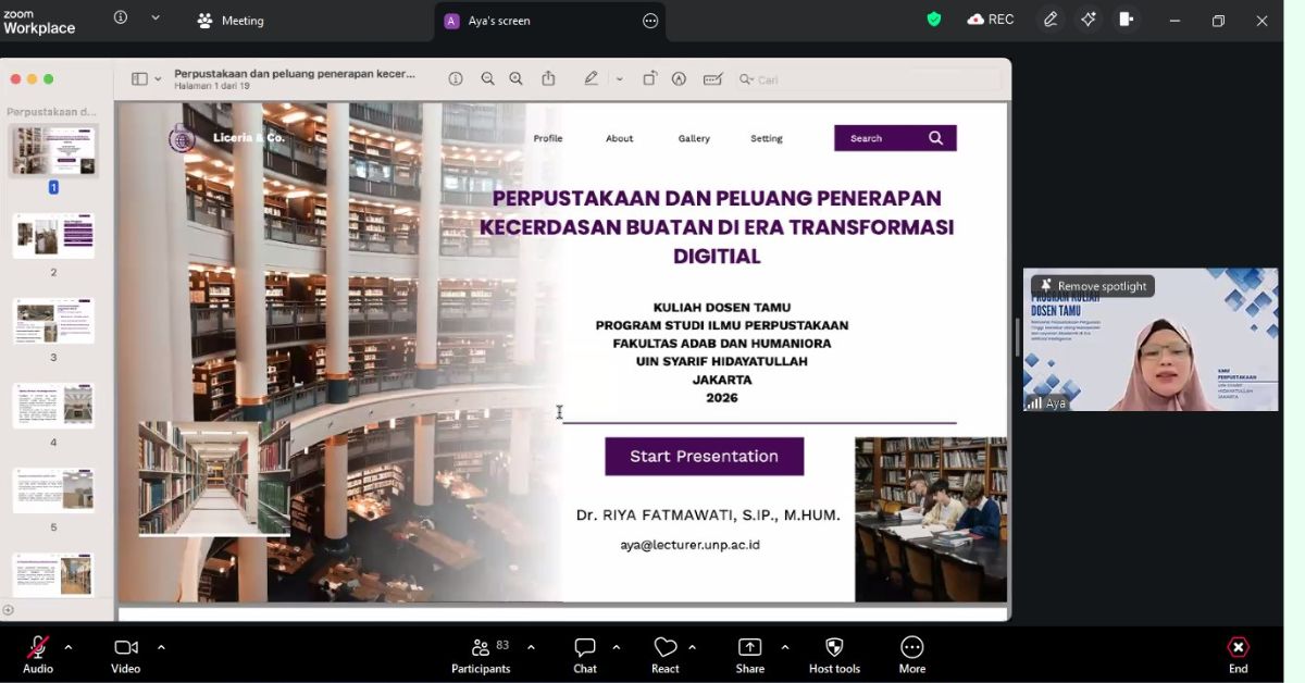 Mahasiswa Ilmu Perpustakaan UIN Jakarta Gali Peluang dan Strategi Bertahap Implementasi AI Bersama Dosen Tamu Universitas Negeri Padang