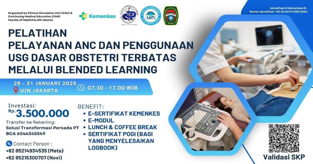 Pelatihan Pelayanan ANC Dan Penggunaan USG Dasar Obstetri Terbatas Melalui Blended Learning