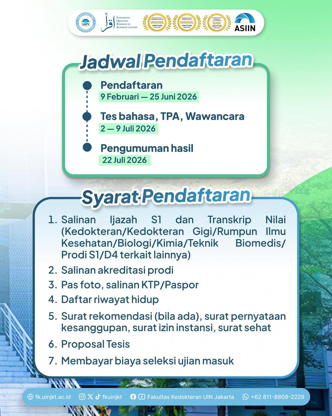 Halo Sobat FKUINJKT👋🏼👋🏼👋🏼Pendaftaran Program Studi Magister Biomedis Semester Ganjil telah (1)