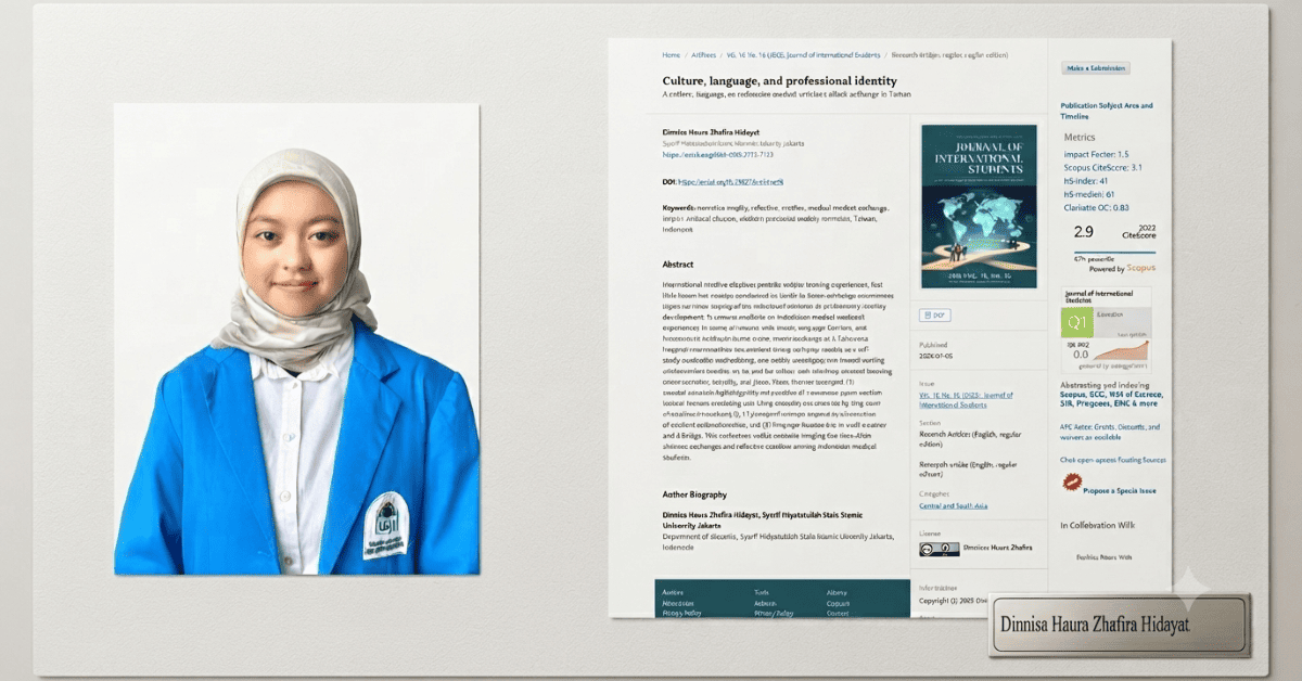 Publikasikan Riset di Jurnal Scopus Q1, Mahasiswi FK UIN Jakarta Kaji Pembentukan Identitas Profesional pada Pertukaran Klinis di Taiwan