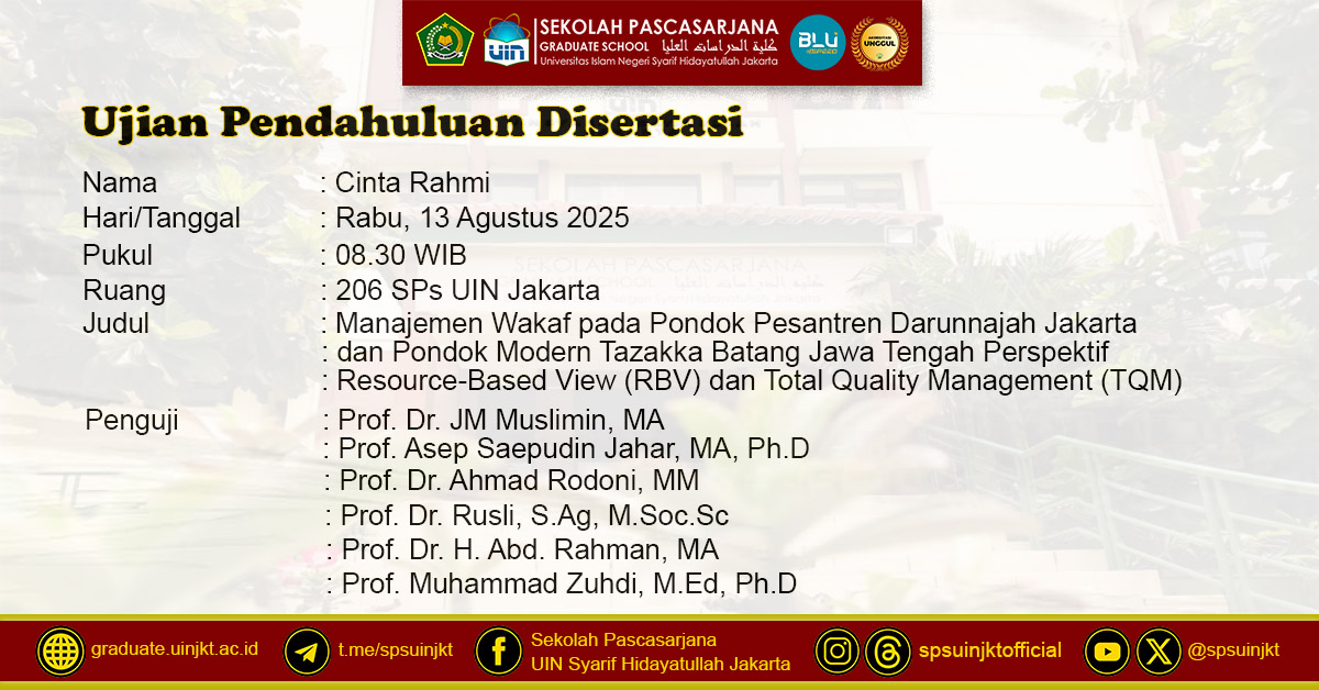 Preliminary Dissertation Exam of Cinta Rahmi