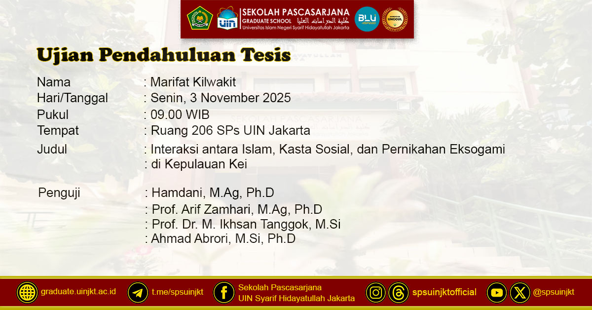 Preliminary Thesis Exam of Marifat Kilwakit