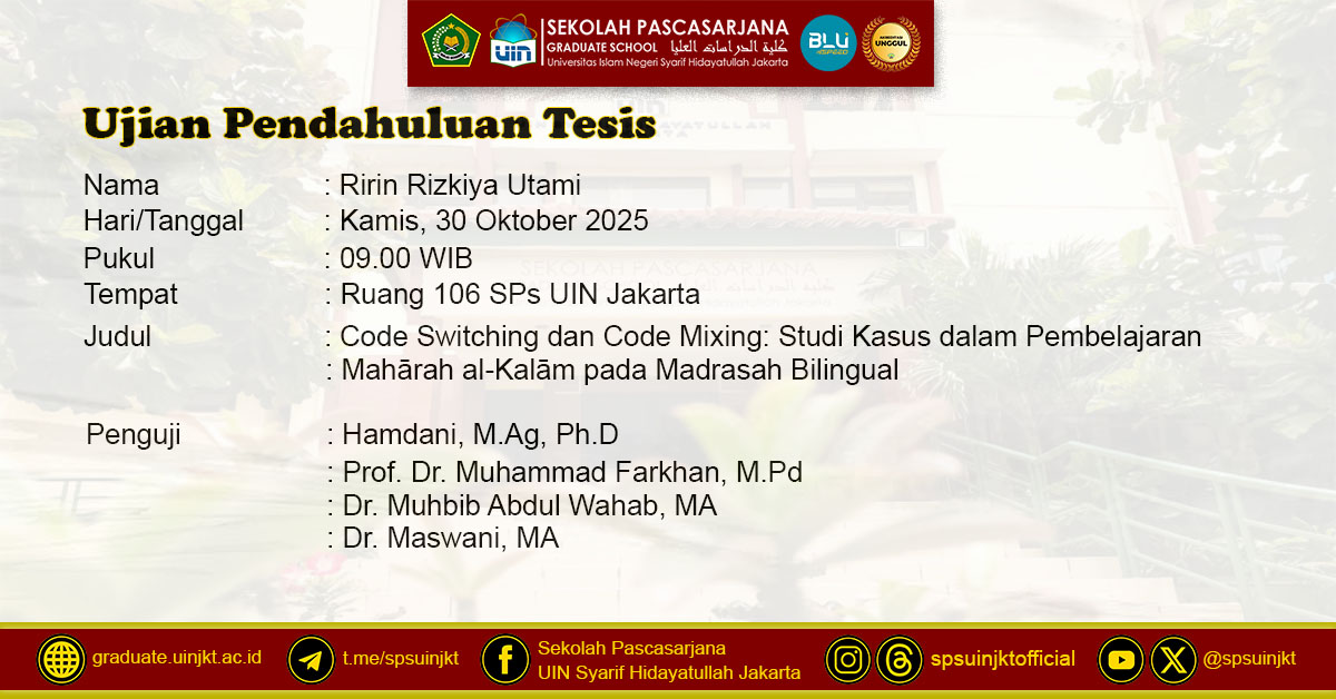 Preliminary Thesis Exam of Ririn Rizkiya Utami
