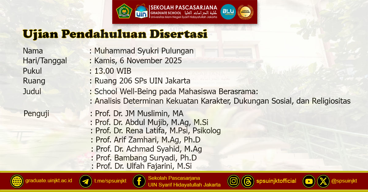 Preliminary Dissertation Exam of Muhammad Syukri Pulungan