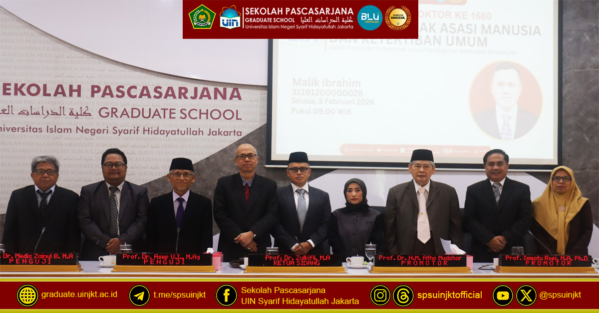 Malik Ibrahim Doctoral Promotion Exam: Dialectics of Human Rights and Public Order in Government Policies for the Handling of Ahmadiyya Groups