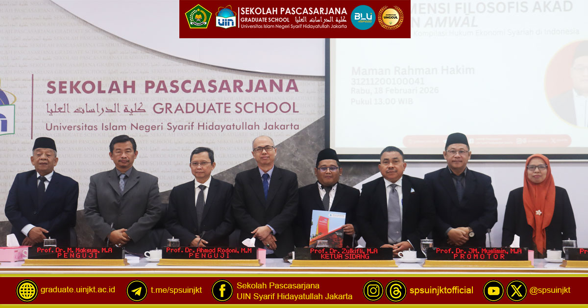Maman Rahman Hakim Doctoral Promotion Exam: The Philosophical Dimension of Akad and Amwāl in the Compilation of Sharia Economic Law in Indonesia