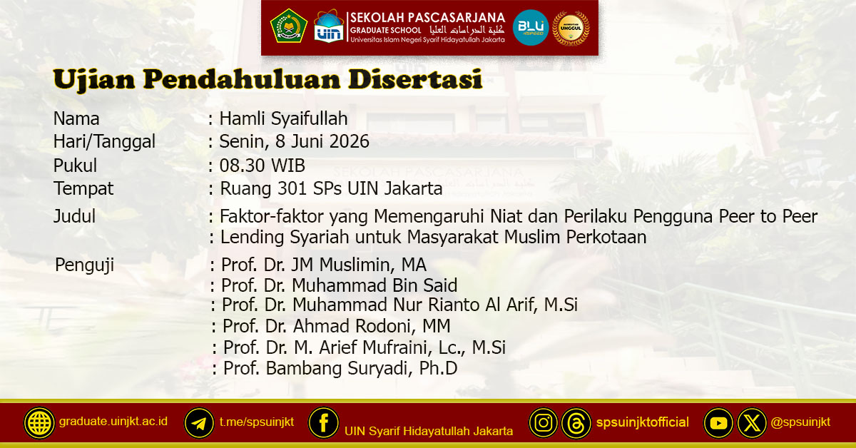 Ujian Pendahuluan Disertasi Hamli Syaifullah