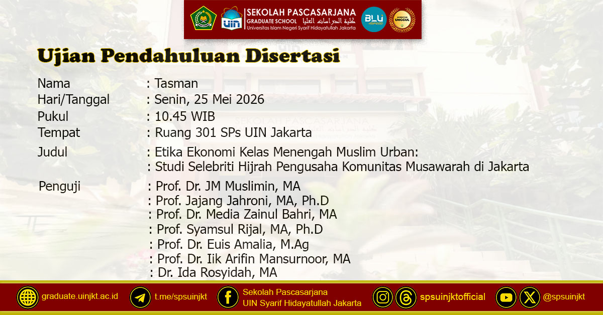 Ujian Pendahuluan Disertasi Tasman