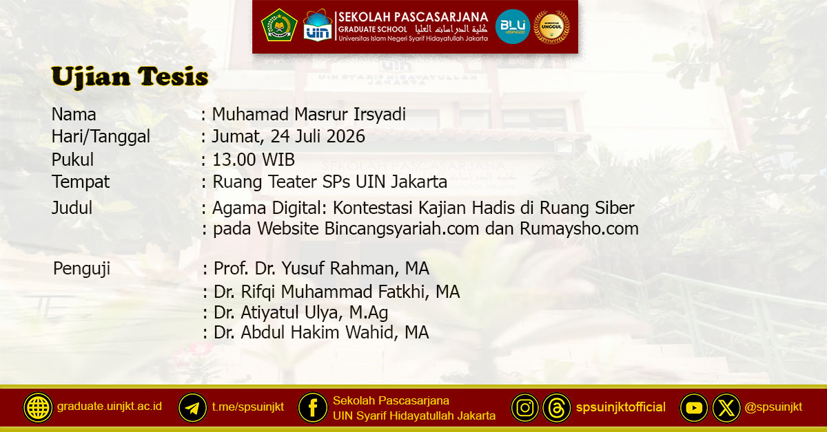 Muhamad Masrur Irsyadi Thesis Exam