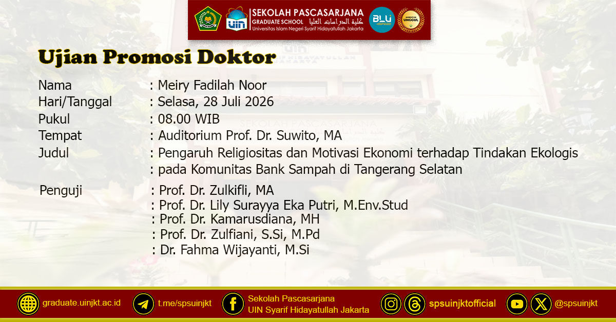 Ujian Promosi Doktor Meiry Fadilah Noor