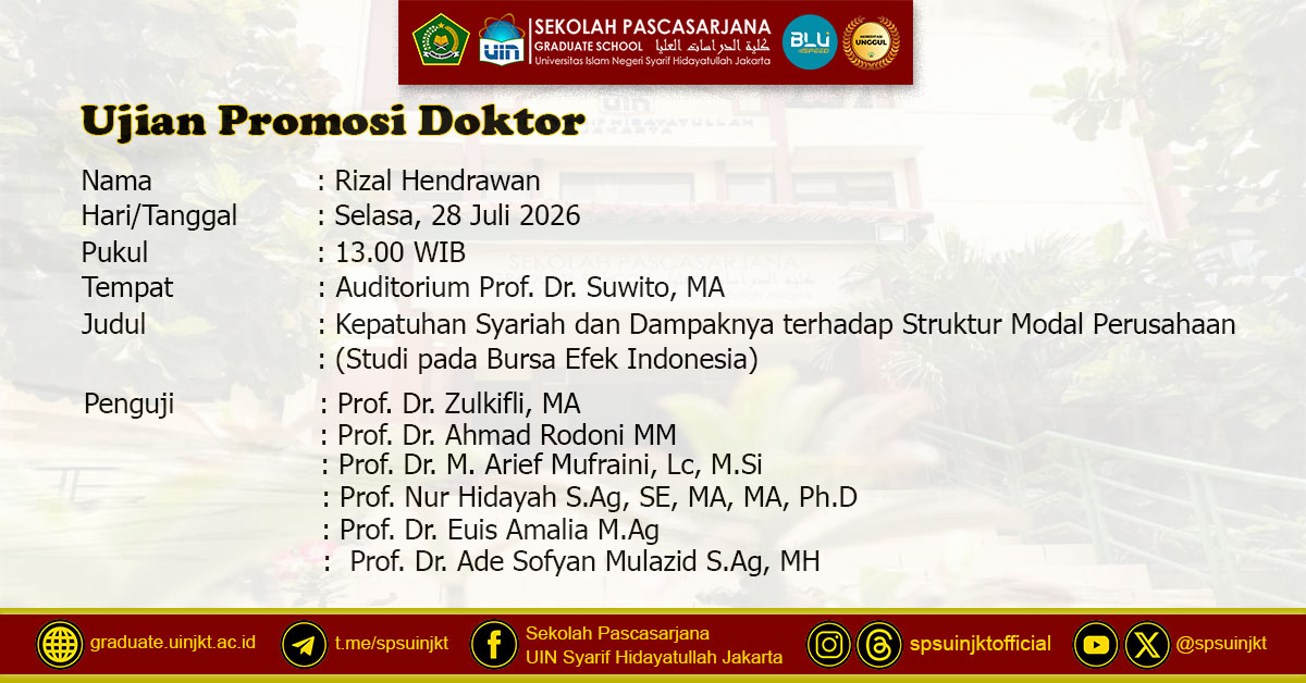 Ujian Promosi Doktor Rizal Hendrawam