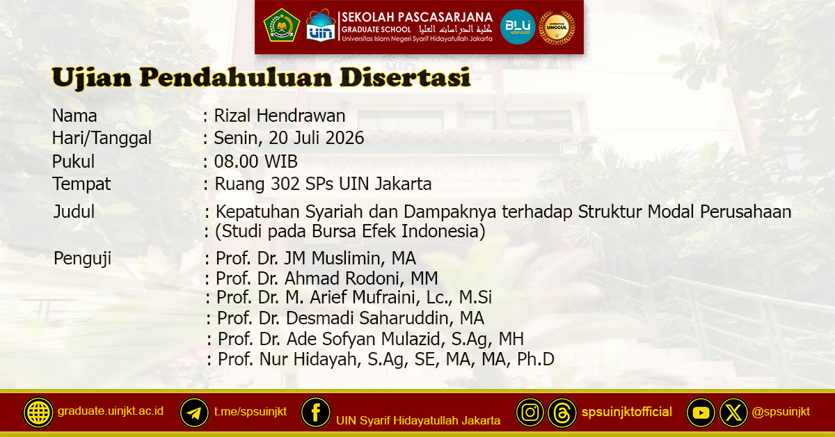 Ujian Pendahuluan Disertasi Rizal Hendrawan