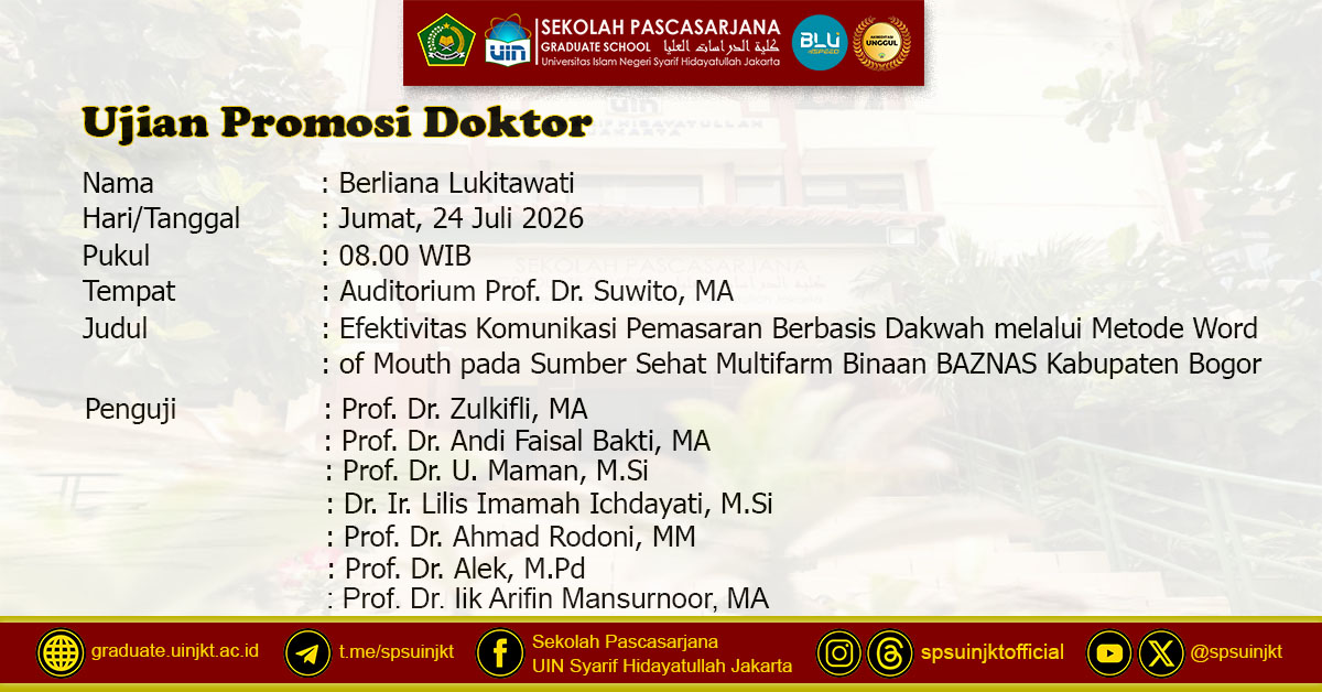 Ujian Promosi Doktor Berliana Lukitawati