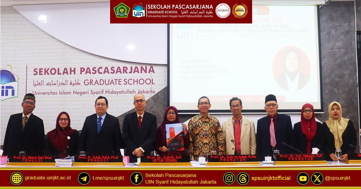 Iis Susiawati Doctoral Promotion Exam, Mahārat al-Qirā'ah Learning and Cognitive Ability in Reading Arabic Texts