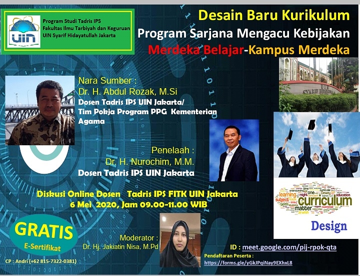 Tadris IPS FITK Gelar Disdos Online Desain Baru Kurikulum Kampus Merdeka