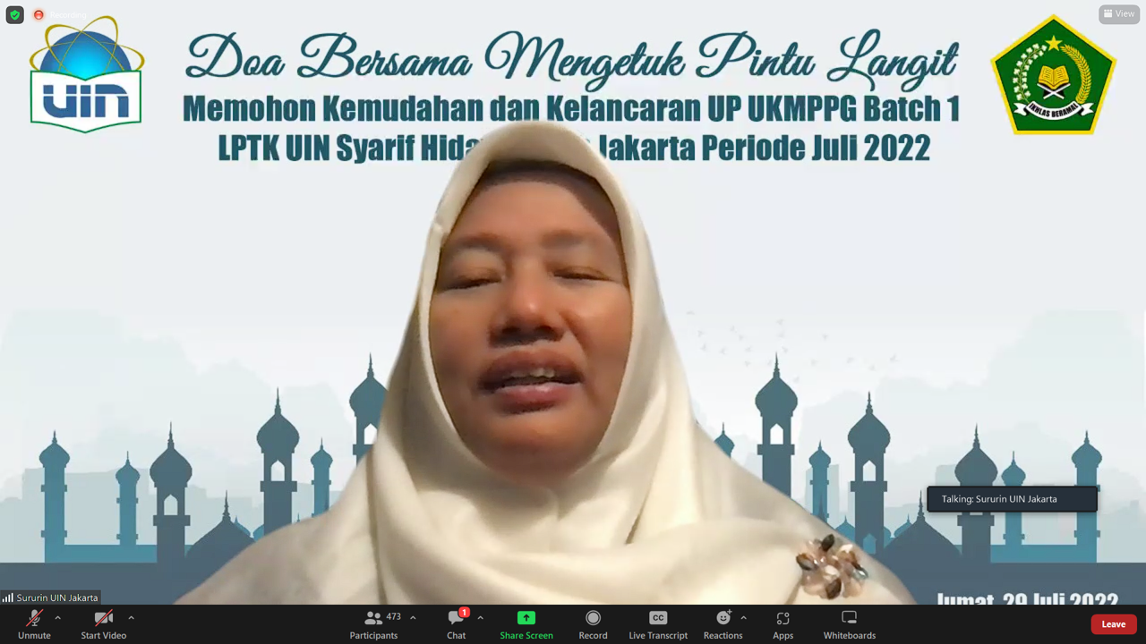 Maksimalkan Ikhtiar, LPTK UIN Jakarta Gelar Istigasah Bersama Peserta UP UKMPPG 2022 Batch 1