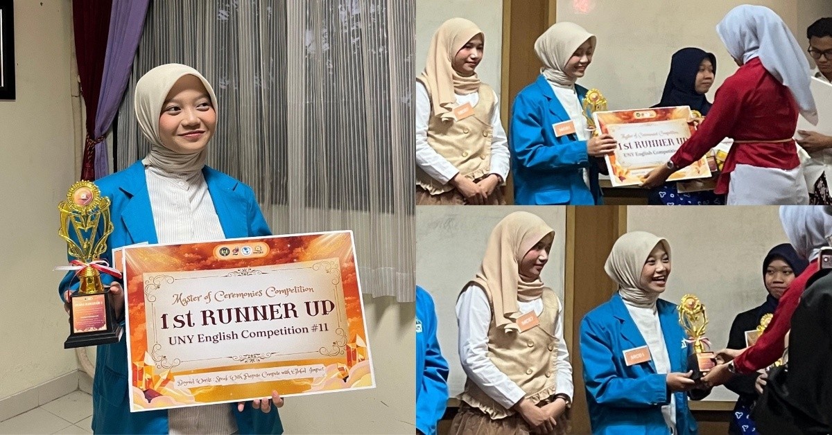 Lawan Keraguan dan Berani Mencoba, Nadifa Raih 1st Runner-Up English MC Competition di UNY