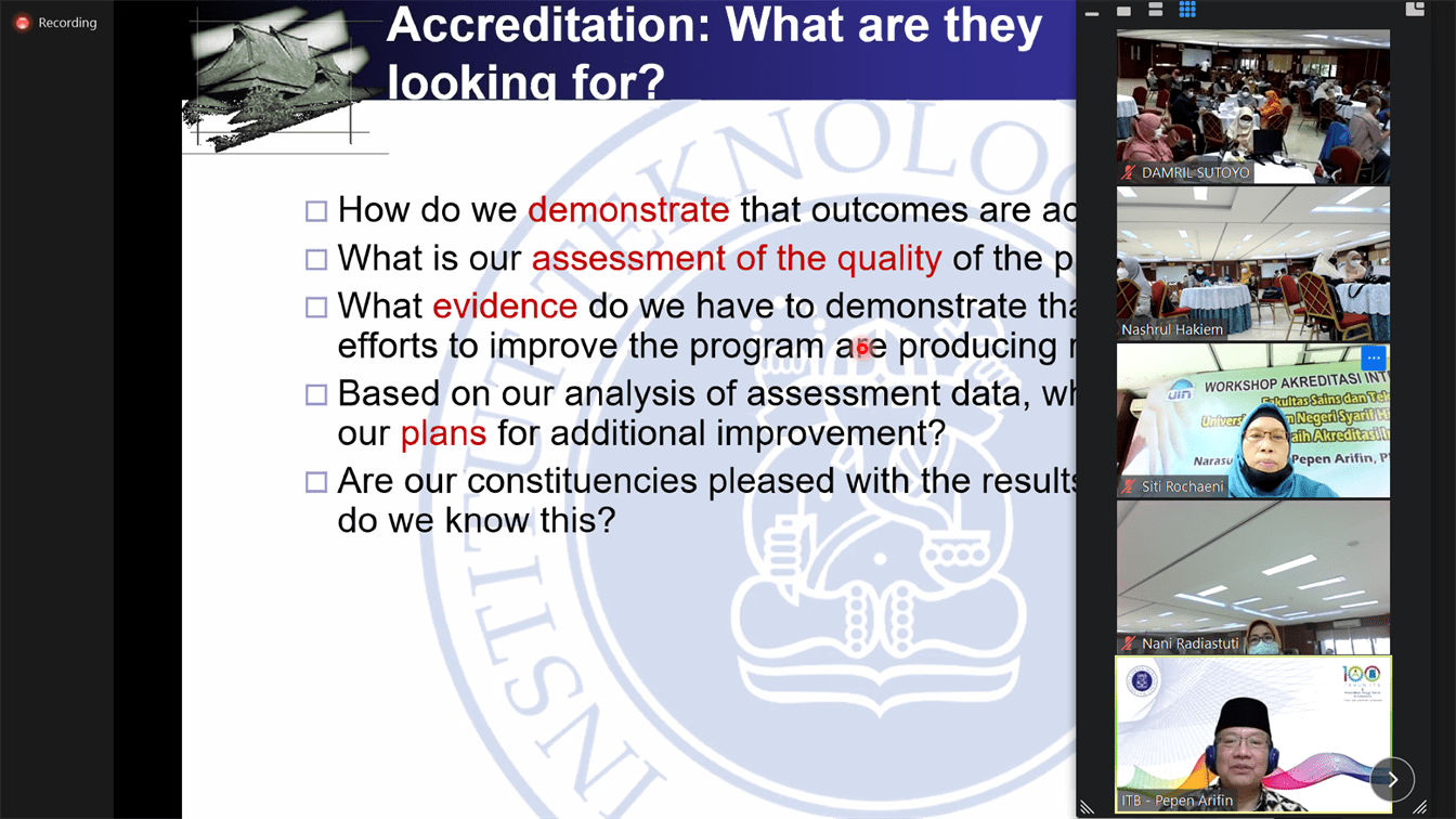 Workshop Akreditasi Internasional ASIIN FST UIN Jakarta 2021