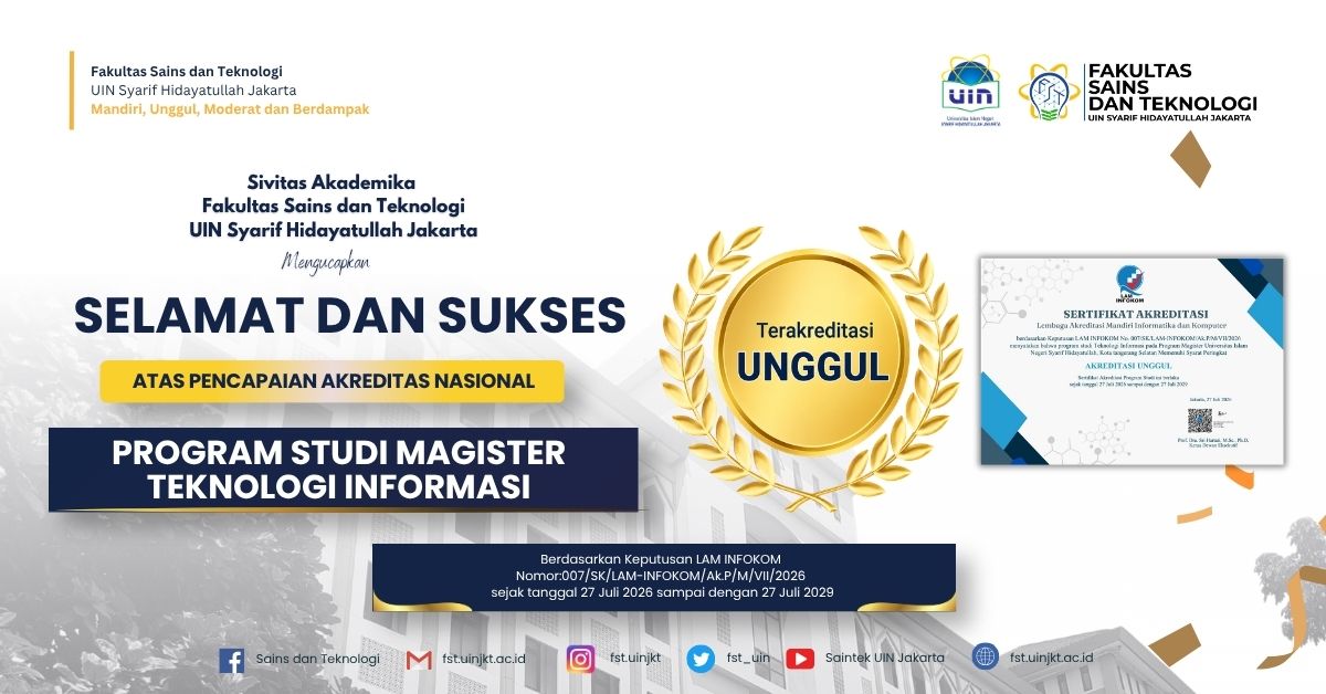 Selamat atas Pencapaian Akreditasi Unggul Program Studi Magister Teknologi Informasi FST UIN Syarif Hidayatullah Jakarta