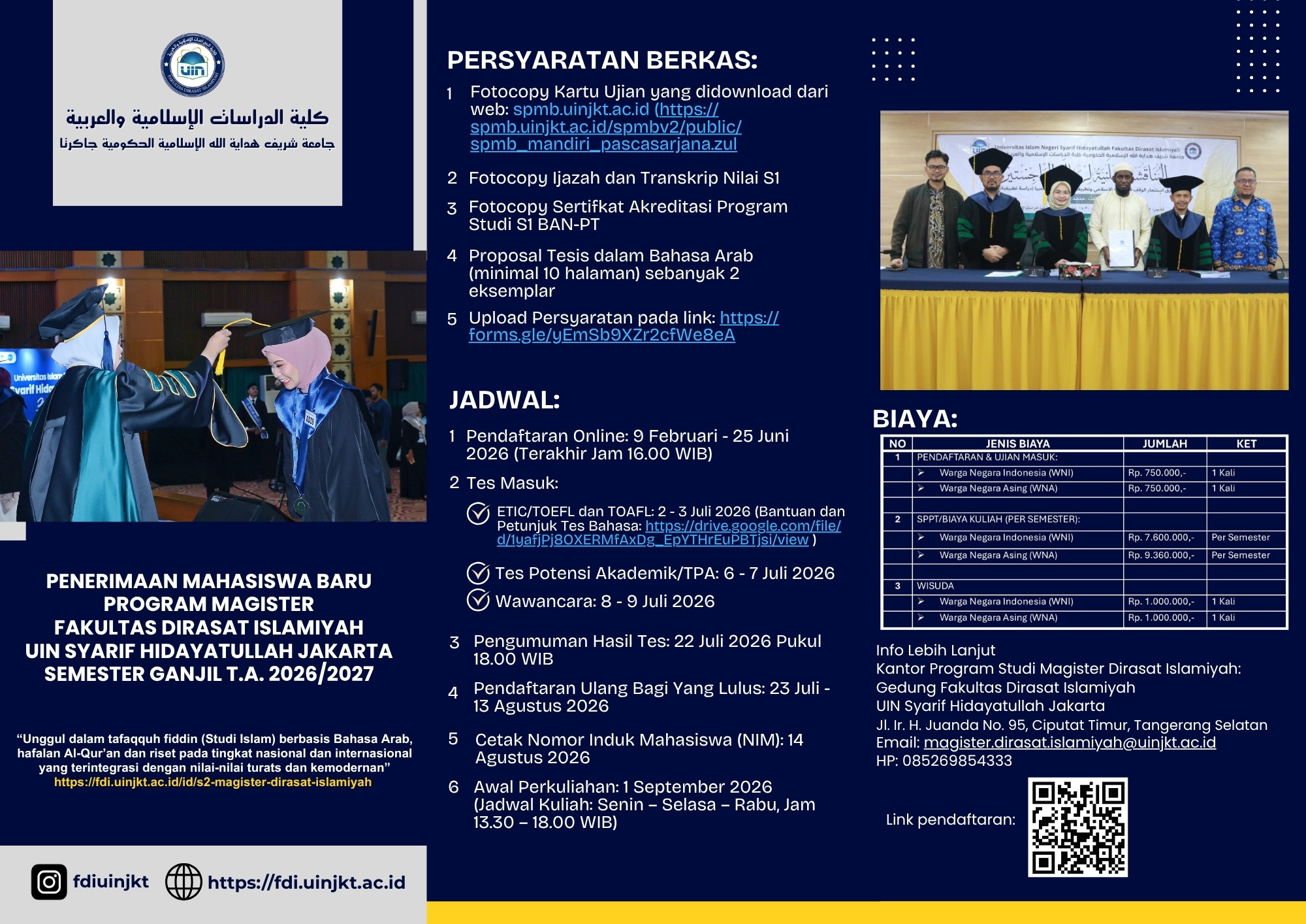 Pendaftaran Mahasiswa Baru S2 Dirasat Islamiyah FDI UIN Syarif Hidayatullah Jakarta 