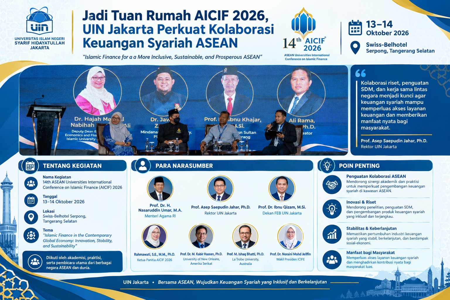 Jadi Tuan Rumah AICIF 2026, UIN Jakarta Perkuat Kolaborasi Keuangan Syariah ASEAN