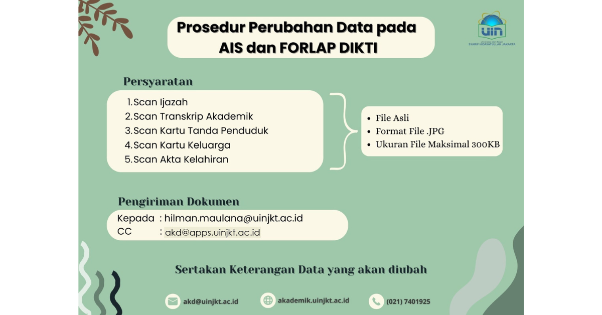 Prosedur Perubahan Data pada AIS dan FORLAP DIKTI