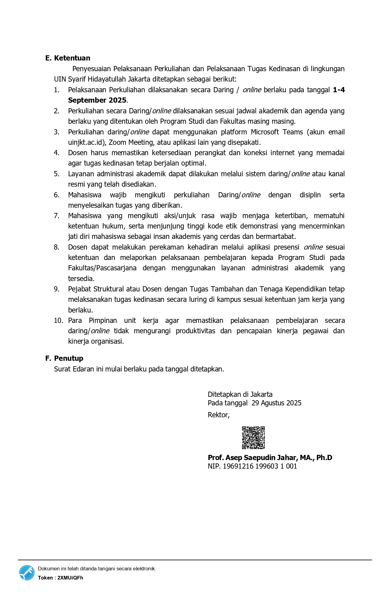 SE no 19 Th 2025 Tentang PENYESUAIAN PELAKSANAAN PERKULIAHAN DAN PELAKSANAAN TUGAS KEDINASAN_page-0002