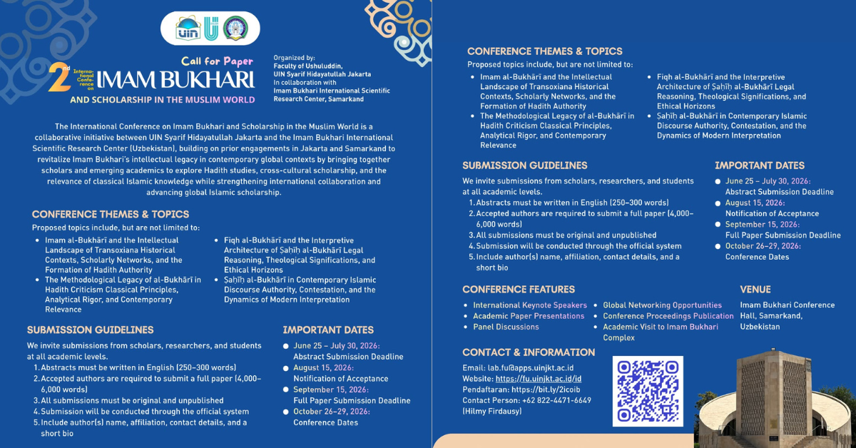 CALL FOR PAPERS: THE 2ND INTERNATIONAL CONFERENCE ON IMAM BUKHARI