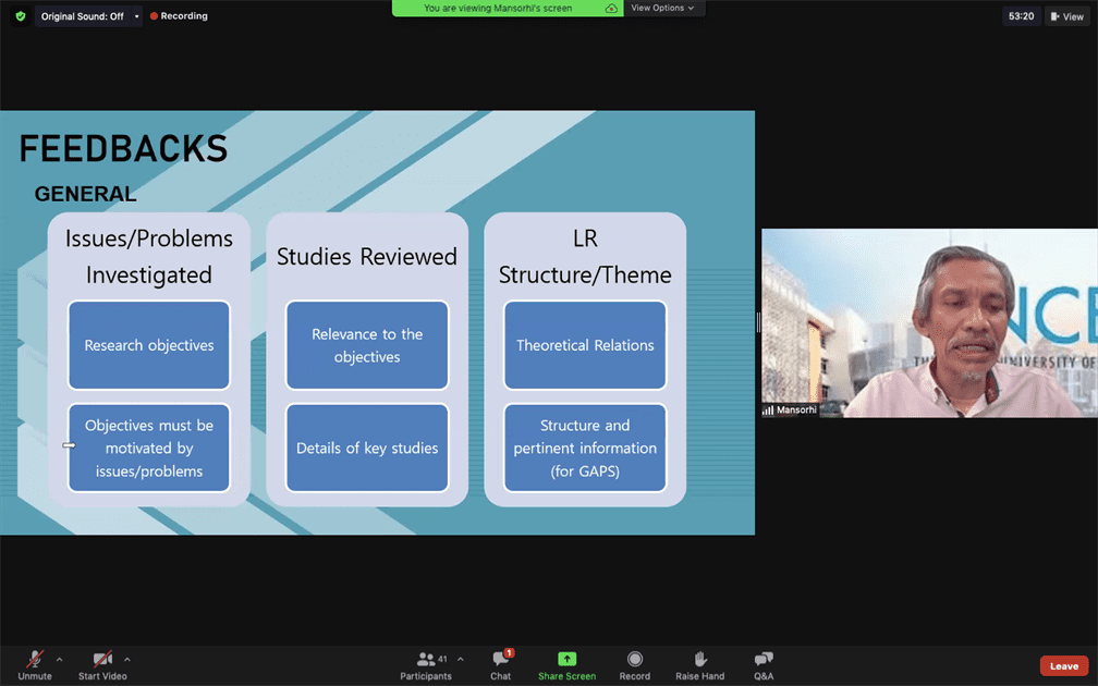 Academic Writing Workshop Series 5: Feedback on Literature Review