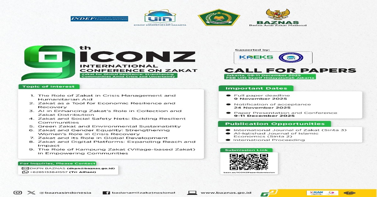 Call For Papers: THE 9th INTERNATIONAL CONFERENCE ON ZAKAT (ICONZ)