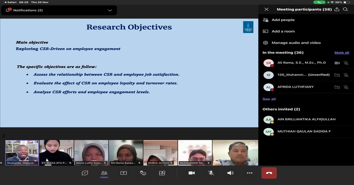 Sesi 2 Research Camp, Program Studi Ekonomi Syariah Hadirkan Pakar Dari Hartwick College USA