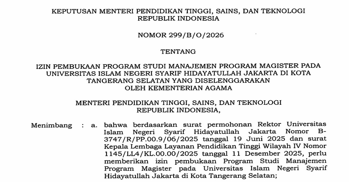 It's Official! The Faculty of Economics and Business at UIN Syarif Hidayatullah Jakarta Has Received Operational Approval for Its Master's Program in Management