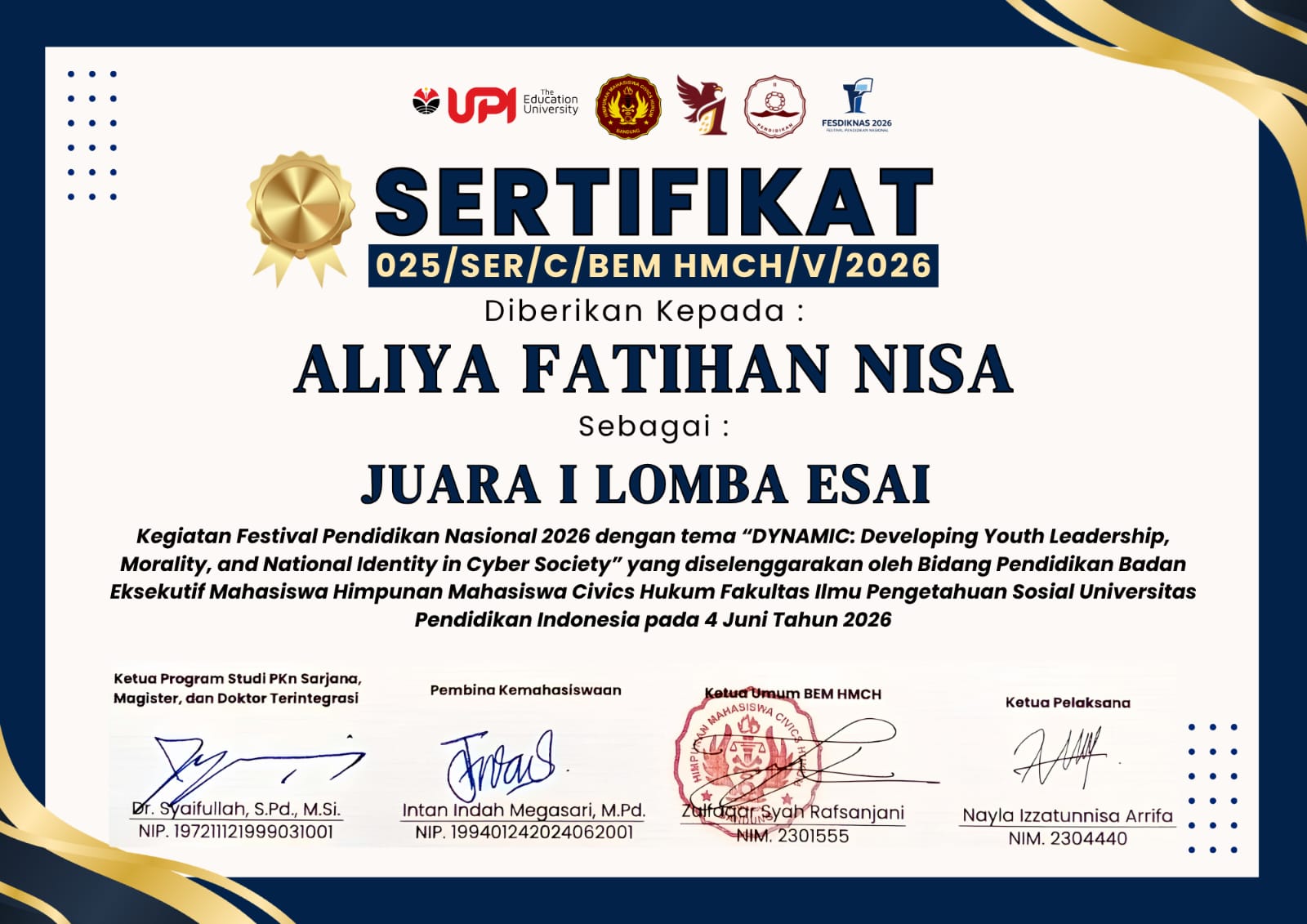 sertifikat alya