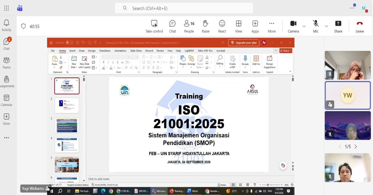 Tingkatkan Layanan Akademik Mutakhir, FEB UIN Jakarta Gelar Pelatihan Daring Transisi Standar ISO 21001:2025