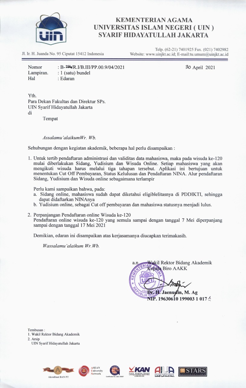 [Edaran Rektor] Perubahan Pendaftaran Wisuda
