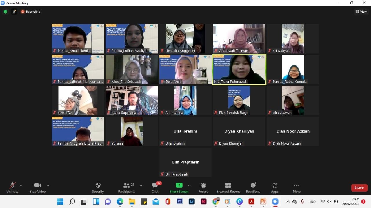 Prodi Kesmas Laksanakan Pelatihan Kader dalam Upaya Peningkatan Aktivitas Fisik  di Kelurahan Pondok Ranji