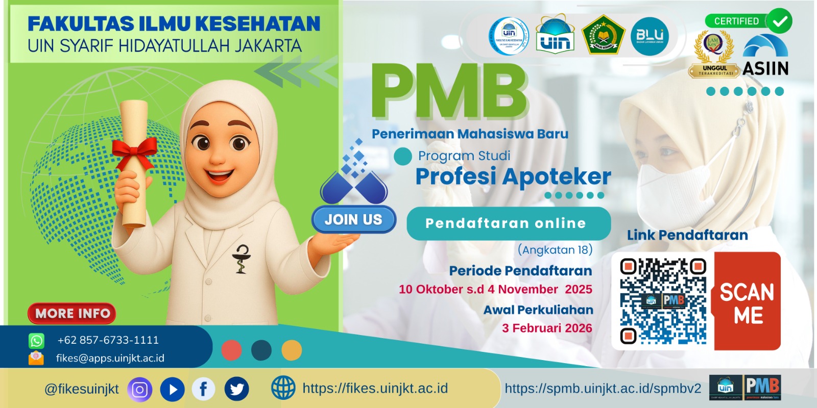 Opening of Registration for the 18th Pharmacist SPMB Batch, Even Semester, Academic Year 2025/2026