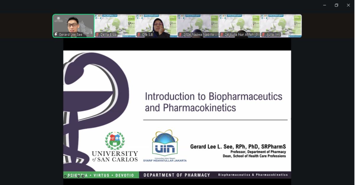 International Collaboration Adjunct Professor of Pharmacy Study Program UIN Jakarta held a Public Lecture Introduction to Biopharmaceutics and Pharmacokinetics with Prof. Gerard Lee from the University of San Carlos